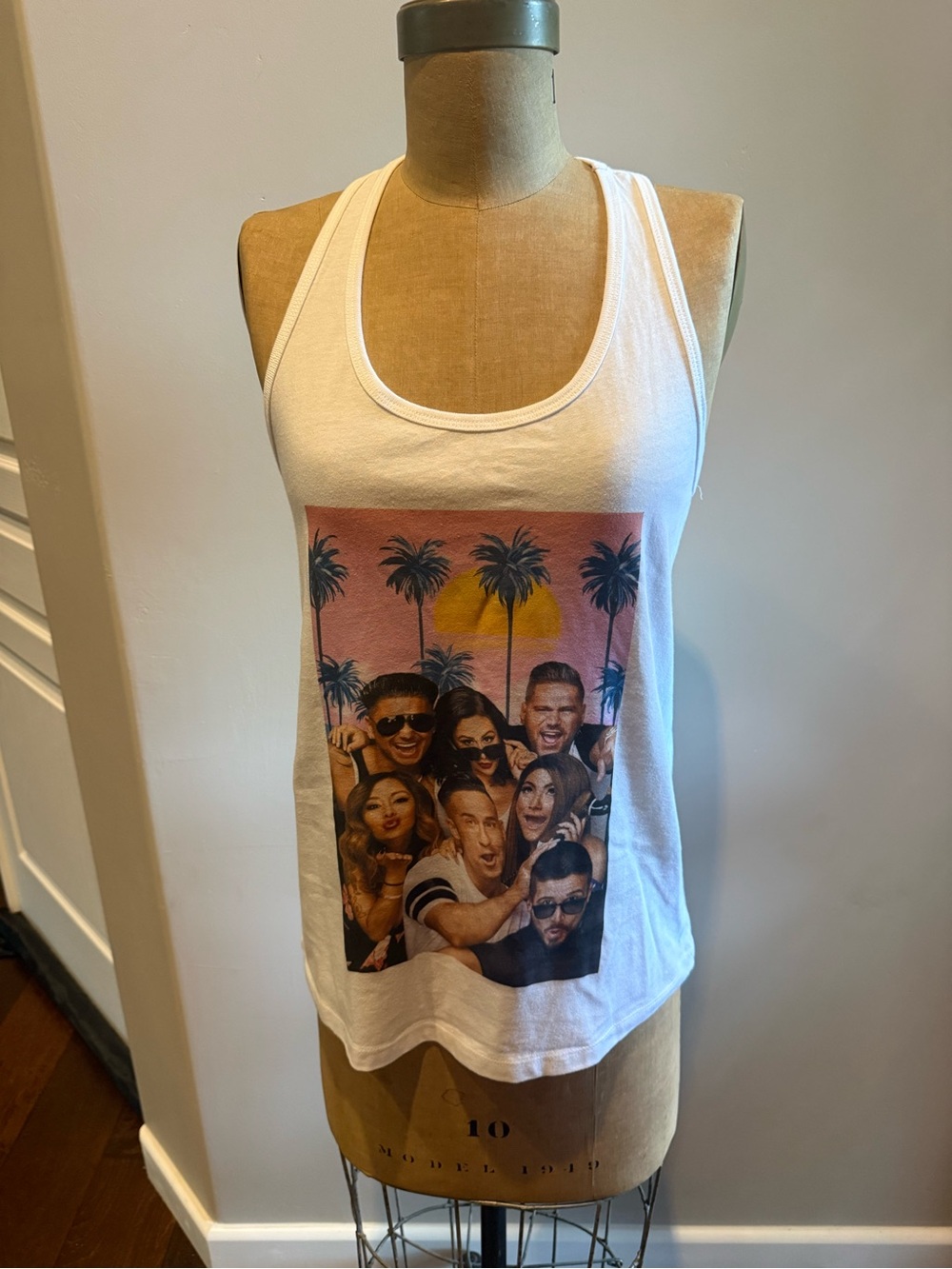 Bella Canvas White Tank with Jersey Shore Cast